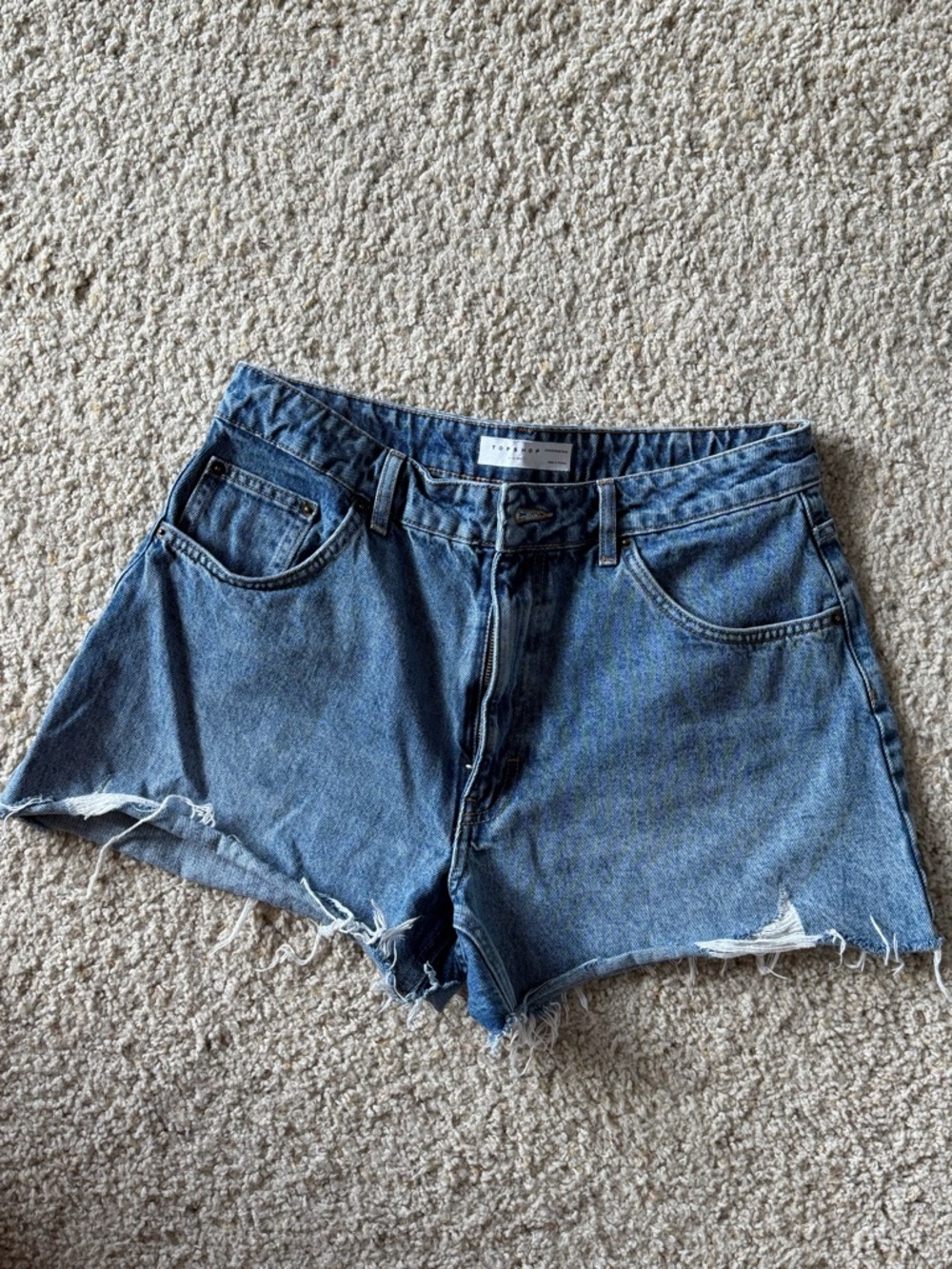 Topshop Vintage-Inspired Denim Cutoff Shorts in Blue